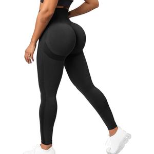 CFR Women's High Waist Workout Seamless Scrunch Booty Leggings Butt Lift Gym Fitness Girl Sport Active Yoga Pants (#0 Ultra Booty Contour - Black, S)