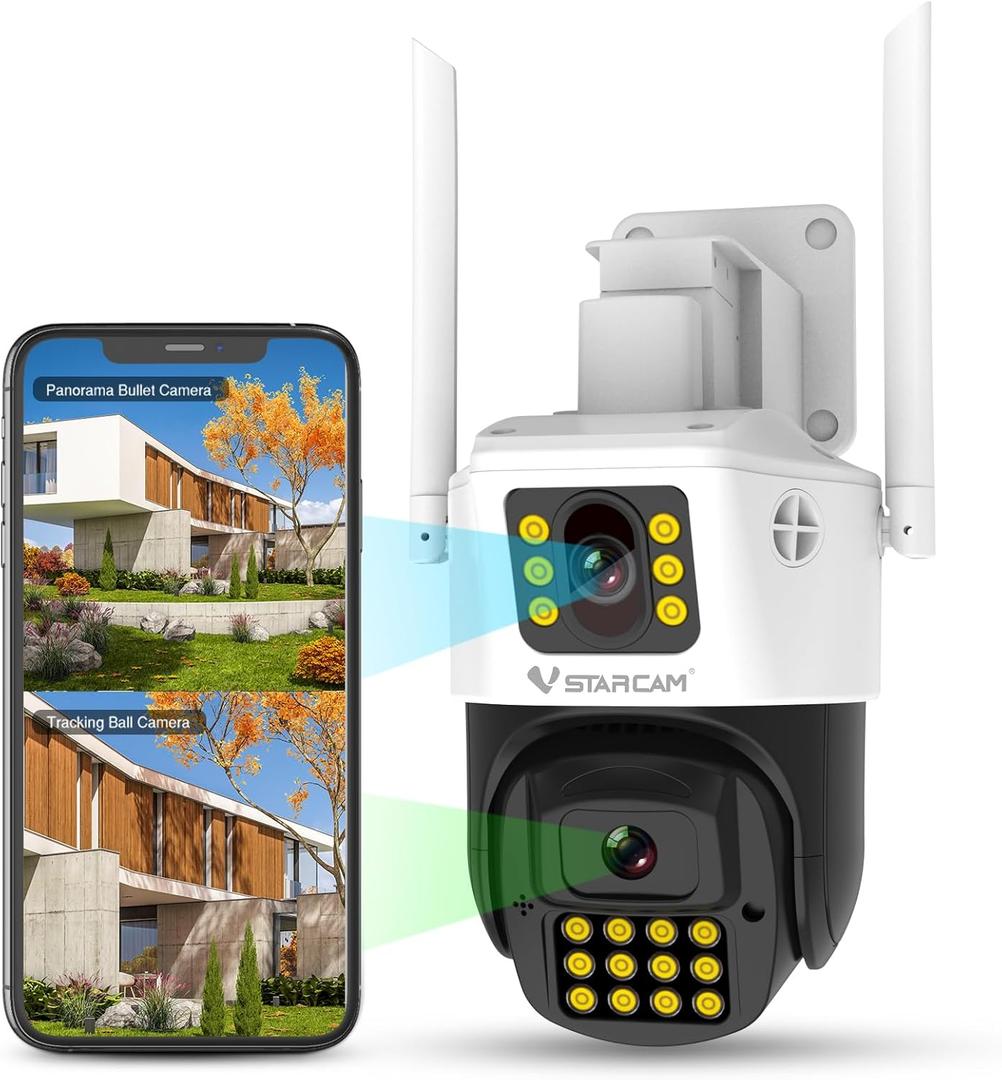 VSTARCAM 3MP+3MP Security Cameras Wireless Outdoor, 2K Dual Camera, 360 Pan & Tilt, Custom Alarm Sound, Full Color Night Vision, 2-Way Audio, 2.4GHz WiFi, PIR Motion Sensor,Real Time Notifications