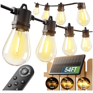 addlon 54FT(48+6) Solar String Lights Outdoor, Last 20+ Hrs, USB Charging