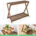 Wooden Plant Stand Indoor 2 Tier Narrow Plant Stand Outdoor Plant Shelf Display Rack Corner Flower Rack Stand for Living Room Garden Patio Balcony (X-Cross Design)