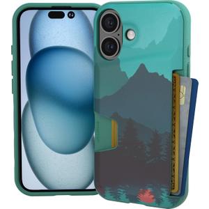 Smartish iPhone 16 Wallet Case - Wallet Slayer Vol. 1 [Slim + Protective] Credit Card Holder - Drop Tested Hidden Flip Card Slot Cover Compatible with Apple iPhone 16 - Moving Mountains