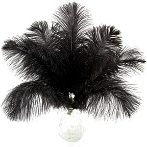 10pcs Natural Black Ostrich Feathers 14-16inch 35-40cm for Wedding Party Centerpieces, Easter Home Decorations