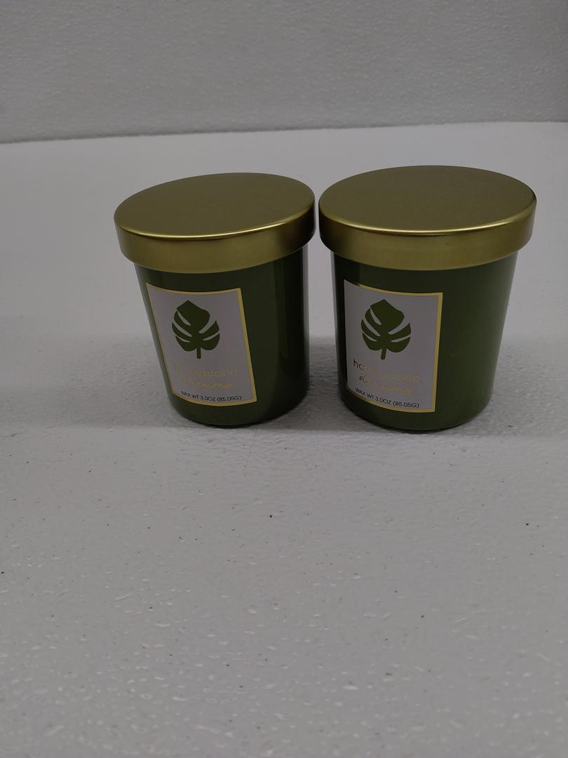 Sprayed Glass Candle W/Metal Lid Green,Set of 2