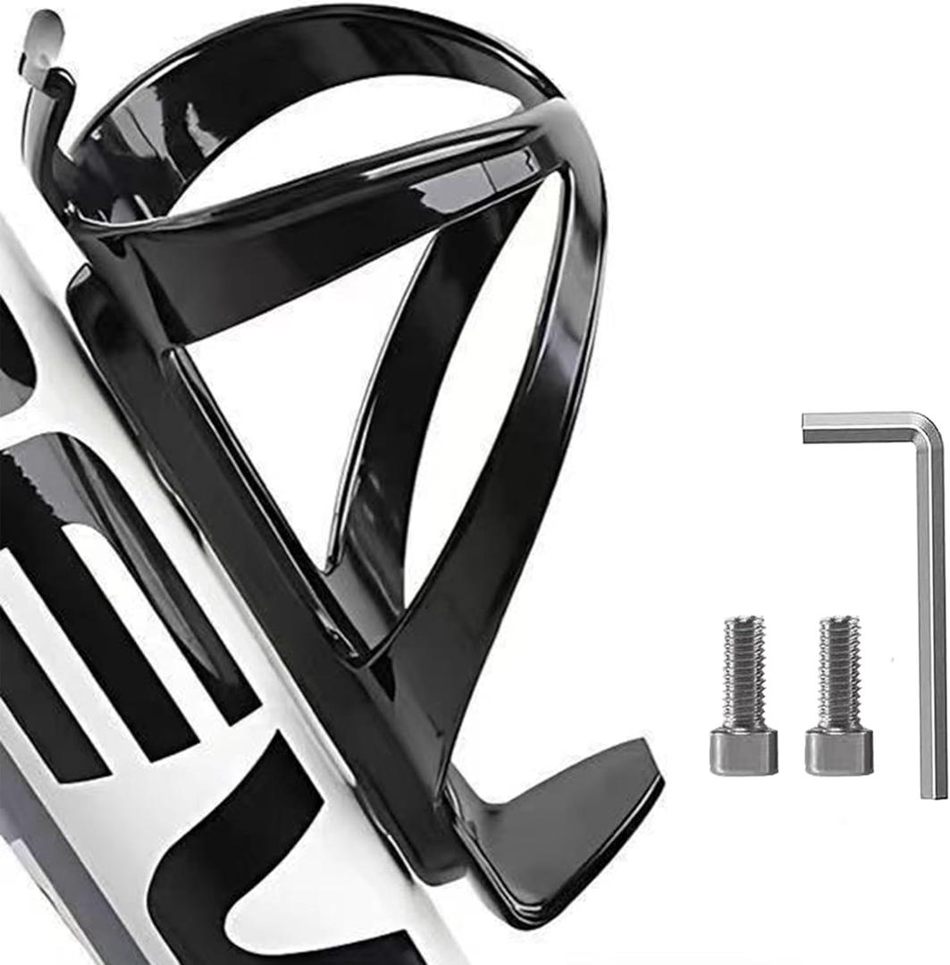 Bike Water Bottle Holder 1 Pack, Universal Bikes Cup Holder Cage, Ultra-Light Water Bottle Bike Cage with Stainless Steel Screws Tool, for Bicycle, Cycling, MTB, Road/Mountain Bikes - Black