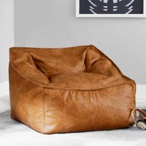 Bean Bag Chair PU Leather Bean Bag Cover Without Filler Beanbag Couch Pouf Sofa Case No Filling Adults Beanbag Chair Lazy Armchair Couch Floor Seating Living Room Furniture (Color : Brown, Size : 1-