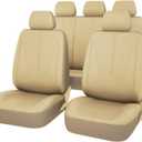 Beige Car Seat Cover Full Set Air Cool Mesh Seat Covers All Season Fit Seat Covers Leather for SUV Sedan Van Airbag Compatible Elegance
