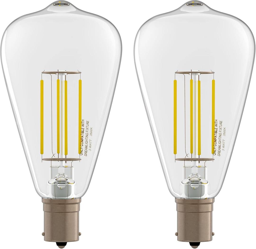 Dream lighting LED Edison Bulb 3W, 150 Lumens, Neutral White 3500K, LED Vintage Replace Globe Dinette Light Fixtures, Pack of 2