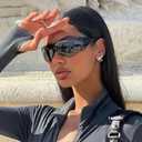 Trendy Rimless Star Y2K Sunglasses for Women Men Shield Oversized Wrap Around Frameless Sunglasses UV400 Protective