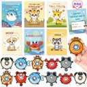 Valentines Day Cards for Kids School Classroom Exchange, 24 Pack Valentines Cards with Animal Fidget Spinner Toys Bulk, Boys Girls Valentines Cards Gifts for Classroom School Favors Prizes