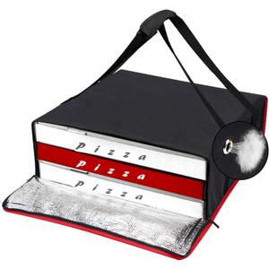 Pizza Bag, Insulated Pizza Bags for Delivery Doordash, Large Pizza Warmer Grocery Bags for Personal Use, Uber Eats, Food Carrier Delivery, Collapsible Cooler Hot Pockets Pack, 20x20in(Black)