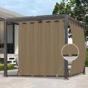 Easy-Going Outdoor Curtains Waterproof Windproof Weatherproof Curtain for Patio, Cabana, Porch, Pergola and Gazebo, Grommet Top and Tab Bottom Drape, 1panel, 110x84 inch, Khaki