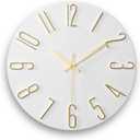 Faupugh Wall Clock Battery Powered 12 inch Silent Wall Clock, Exquisite Modern Style Decorative Clock, Suitable for Home, Office, School, Kitchen, Bedroom, Living Room (White)
