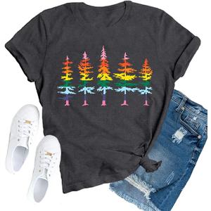 TUPOSU Gay Pride Shirts for Women Lesbian Rainbow Tree T-Shirts Queer LGBTQ Equality Tee Top, Medium