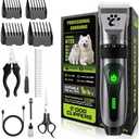 Dog Clippers Cordless, Professional Cat Trimmer, 2-Speed Low Noise Dog Grooming Kit, Pet Trimmer for Small Large Thick Hair Dogs