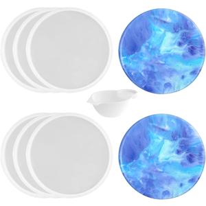 6 PCS Thickened round Coaster Resin Molds, Coaster Silicone Molds for Epoxy Resin, Coaster Molds for Resin Casting, Epoxy Resin Molds for DIY resin coasters Bowl mats, candle holders, Home Decoration.