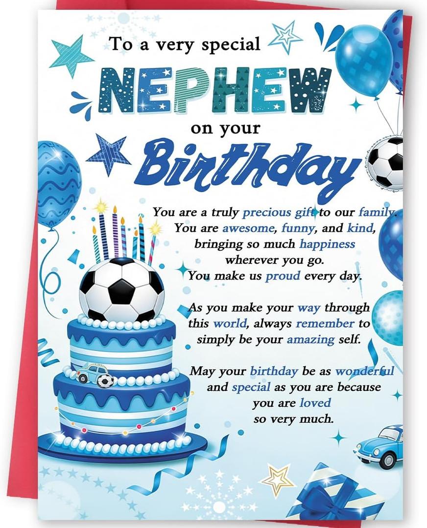 2 x FANCYLUCKY Funny Birthday Card for Nephew Adult, Happy Birthday Card Gifts for Nephews from Aunt Uncle