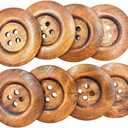 2 x 20 Pack Wooden Sewing Buttons, 2.36 Inch Round, 4 Holes, 60mm Large Size for Crafts, DIY Clothing, Bag Decoration, (Brown)