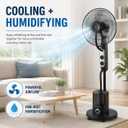 16" Misting Standing Fan for Bedroom, 70 Oscillating Pedestal Fan, 3 Speeds, AC Copper Motor, 4L Independent Humidifier, Anti-Dry Burn, and Wheels, Quiet Floor Fan for Home, Office, Bedroom