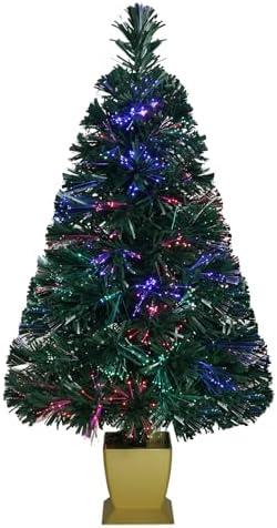 TREEDANART 32inch Green Fiber Optic Christmas Tree, Small Christmas Tree with Lights Artificial Prelit Tabletop Xmas Tree Holiday Home Decorations, USB Adaptor Included