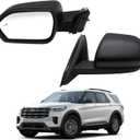 Left Driver Side Mirror Assembly Compatible with 2020-2025 Explorer w/Power Glass Manual Folding Heated Blind Spot Detection Matte Black Replace LB5Z17683AA (Left 5 Pins)