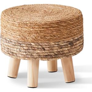 Cpintltr Ottoman Outdoor Sea Grass Stool Poufs Hand Woven Round Foot Stool for Sofa Desk Soft Step Stool Padded Foot Rest Multiple Colors Decorative Furniture Natural/Brown