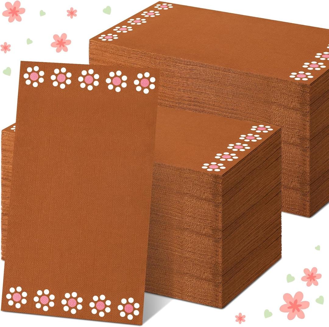 Janlaugh 100 Pcs Platos De Barro Mexicanos Napkins Mexican Fiesta Terracotta Flower Paper Hand Napkins Barro Disposable Guest Towels Bulk for Cielito Lindo Party Birthday Wedding Supplies(Pink)