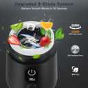 Portable Blender, 8 Blades Personal Size Smoothie Blender for Shakes, USB C Rechargeable Juicer Cup with LED Display, Travel Friendly Mini Mixer for Home, Office, Gym, 17oz, Black