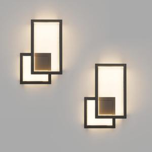 Ralbay 2-Pack Modern Indoor Wall Sconce 20W Aluminum Up and Down LED Modern Black Wall Sconce for Indoor Living Room Bedroom Hallway (Warm White Light, 3000K)