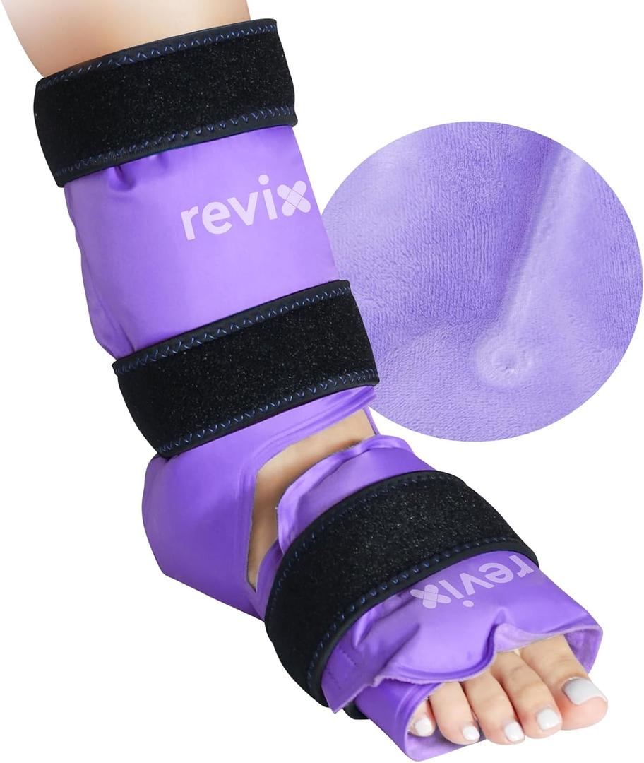 REVIX Ankle Ice Pack Wrap Reusable Gel Foot Cold Pack for Post-Workout Recovery, Gel Ice Wrap for Plantar Relaxation, Promoting Ankle Flexibility, Purple