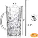 Lyellfe Set of 6 Glass Beer Mug, 18 Oz Large Beer Glasses with Handle Straw, Solid Clear Drinking Glassware Beer Cups for Freezer, Great for Cocktail, Juice, Soda, Beer, Whiskey, Beverage