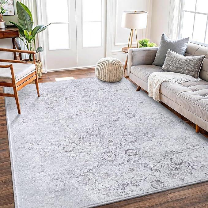 Vanmoos 2x3 Washable Area Rug – Soft, Non-Slip Entrance Rug, Durable Indoor Door mat, Floor Carpet for High-Traffic Areas, Entryway, Kitchen, and Bedside, Nordic Serenity/Grey