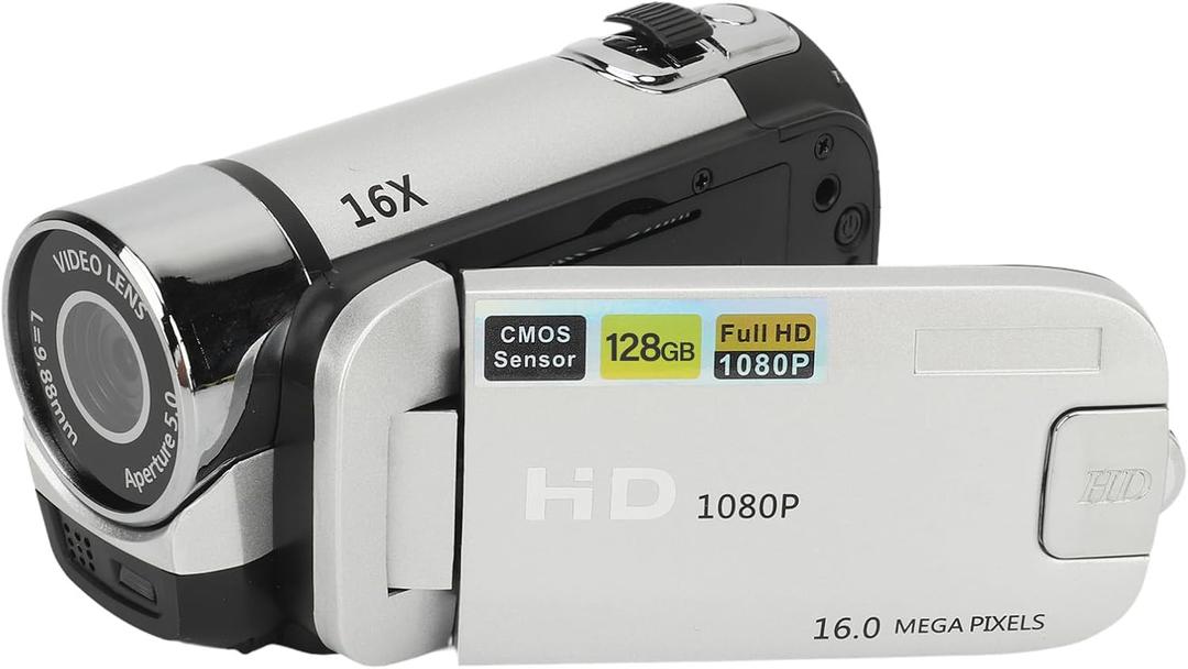 Vintage Video Camera Camcorder, 16Mp Cam Corder, 1080P Digital Camera, 2.4 Inch Rotatable Screen Camcorder, 16X Zoom HD Video Recorder with Fill Light for Teens Beginner Adult
