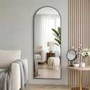 58"x20" Arched Full Length Door Mirror, Over-the-Door Hanging, Floor Standing, Wall Mounted or Leaning, Metal Frame Body Mirror for Bedroom, Living Room, Closet, Dorm, Black