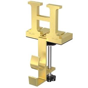 Monogrammed Christmas Stocking Holder with Initials,2 in 1 Fireplace Stocking and Garland Hanger for Mantle,2 Hooks Letter Gold Stocking Holder for Xmas Fireplace (Letter-H)