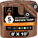 Multipurpose Protective Cover Brown Poly Tarp 8' x 10' - Durable, Water Resistant, Weather Resistant - 5 Mil Thick Polyethylene