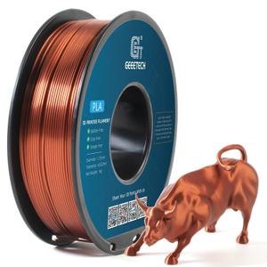 Geeetech Silk PLA Filament 1.75mm for 3D Printer, Metal-Like Shiny Consumable 1kg (2.2lbs) 1 Spool, Dimensional Accuracy +/- 0.03 mm,Metallic Copper