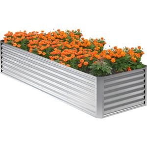 8x2x2FT Galvanized Raised Garden Bed,Planter Raised Beds-Metal Garden Box,Large Plant for Outdoor Planting, Vegetables Bed，Flower,herb-Silver