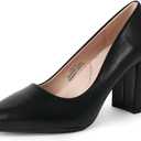 J. Adams Jolie Heels for Women - Closed Pointed Toe Mid Block Heel Classic Pumps (10, Black Vegan Leather)