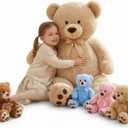 MaoGoLan 5Pcs Big Teddy Bear Plush with 4 Babies,41" Cuddly Giant Bear Stuffed Animal with Zipper Storage for Small Teddy Bear Plushies in Bulk for Baby Shower,Party Favor,Decorations,Kids,Adults
