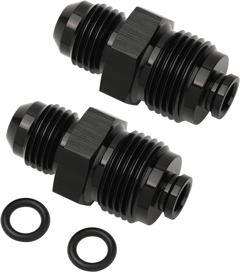 6AN Male Flare to M18x1.5 O Ring Seal Power Steering Adapter Fitting Connector Aluminum Black 2PCS