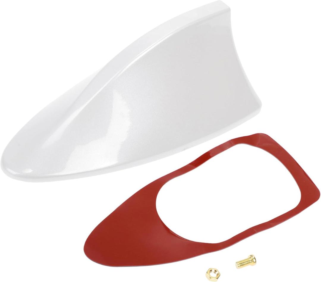 1 Pcs Universal Shark Fin Antenna Cover Signal Roof Aerial for Car SUV Truck Offroad ABS Material with Adhesive Base Pearl White