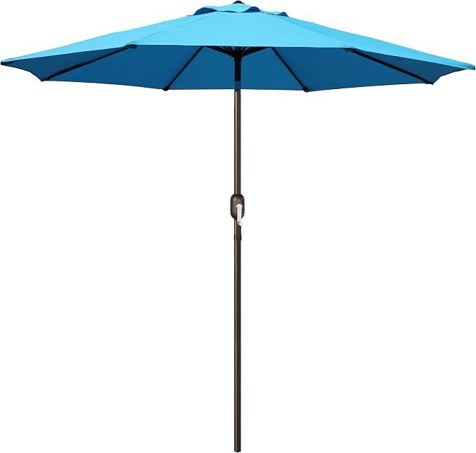 9' Outdoor Patio Umbrella, Outdoor Table Umbrella, Yard Umbrella, Market Umbrella with 8 Sturdy Ribs, Push Button Tilt and Crank
