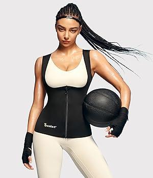 Junlan Sauna Suit for Women Waist Trainer Vest for Women Sweat Tank Top Shaper for Women with Zipper, 2 XL
