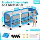 Jotesnew 365 Gallon 103" Pool Storage Bin XXXL Extra Large Swimming Pool Float Storage Bin, Pool Noodles Holder, Toys, Floats and Balls Mesh Rolling Storage Organizer Bin, 103" Lx32 Wx35 H (Blue)