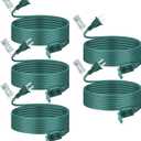 5 Pack Indoor Extension Cord 12 Feet Green Includes 3 Polarized Outlets with Protective Plug Cap 18 Gauge 125 Volts 2 Prong Christmas Lights Extension Cord for Holiday Xmas Home Office