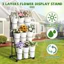 Invech Flower Display Stand with 9 Buckets and Wheels, 3 Tier Flower Cart Display Stand for Indoor Outdoor Garden, Wedding, Flower Shop (Black)