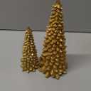 Gold Christmas Tree Figurines, 2Pcs Resin Christmas Tree for Tabletop Decoration, Small Christmas Trees Set, Decorative Xmas Trees for Christmas Mantel Indoor Home Decor