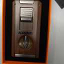 5-in-1 Multifunctional Torch Lighter with Dual Jet Flames, Straight & V Cutter, Punch, Holder, with Gift Box for Men, Refillable Butane Lighters for Travel, Camping, Outdoors (Woodgrain Gray)