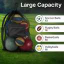 Handy Laundry Mesh Ball Bag - Up to 15 Balls Large Capacity Sports Equipment Bag Carrier with Adjustable Strap and Drawstring Closure - For Soccer, Basketball, Volleyball
