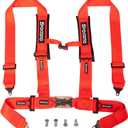 4 Point Harness 3 Inch Shoulder Pads, Latch Lock Release for UTV, RZR, SXS, Go Kart, Sim Racing Rig, Off Road Only (Red)